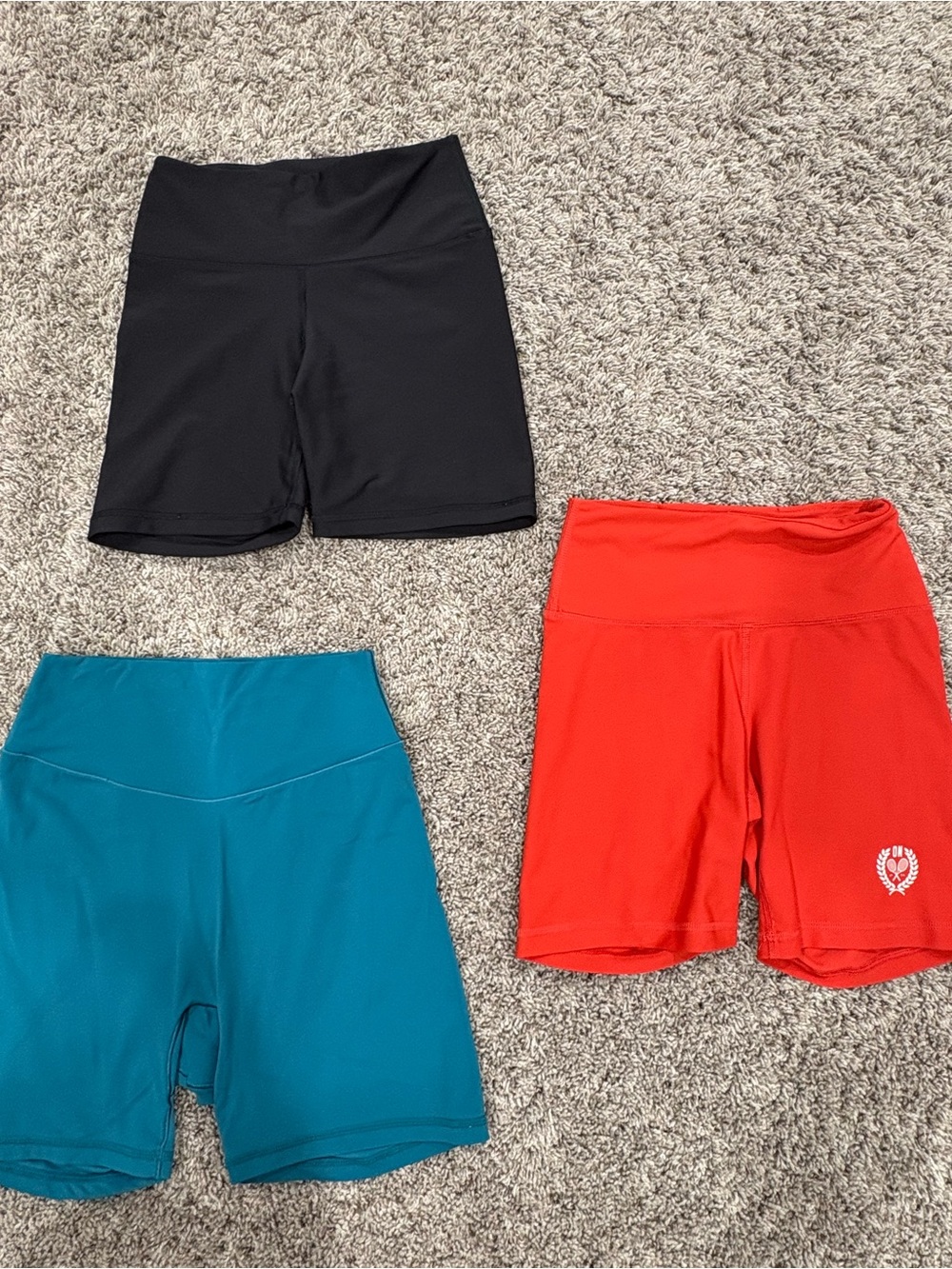 Women’s High-Waist Active Bike Shorts — Black, Teal, Red